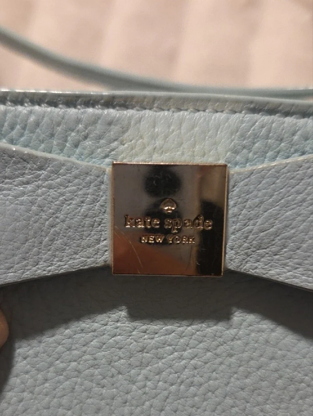 kate spade light blue pebbled leather bow crossbody